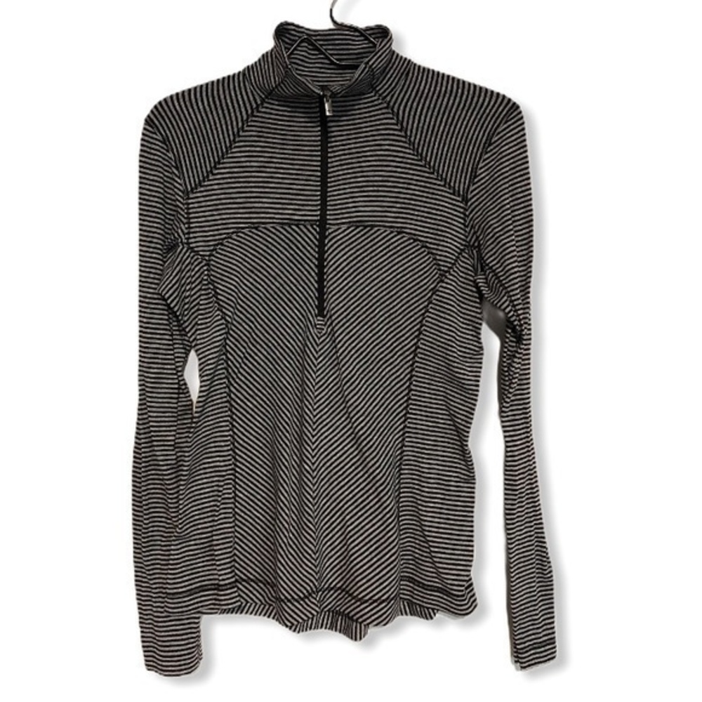 Columbia gray stripped zip turtle neck top
